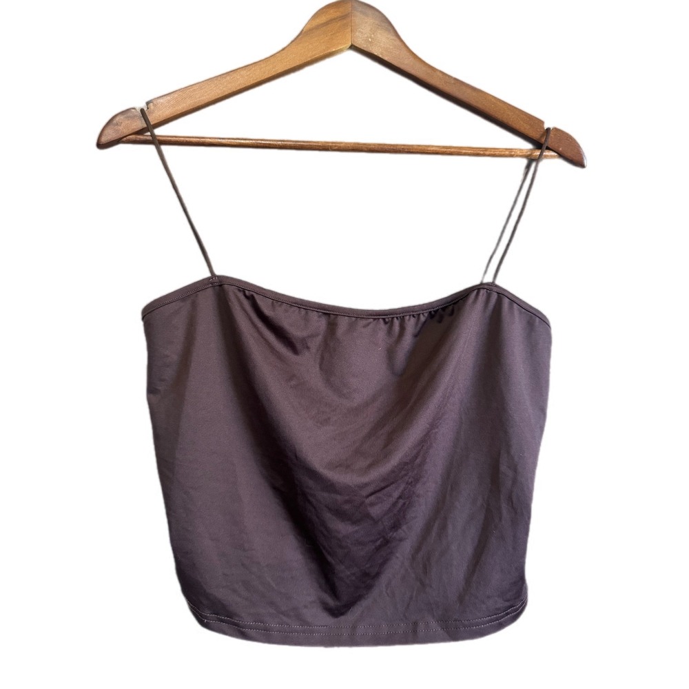Cider Cami Crop Top Women XL Brown Excellent‎ Spaghetti Strap Stretch Minimalist